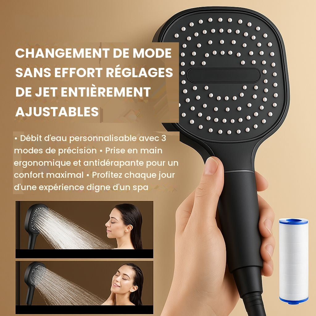 Pommeau de douche haute pression Turbo Boost avec filtration intégrée
