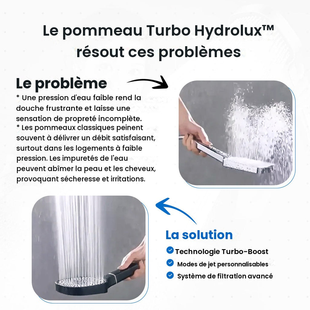 Pommeau de douche haute pression Turbo Boost avec filtration intégrée