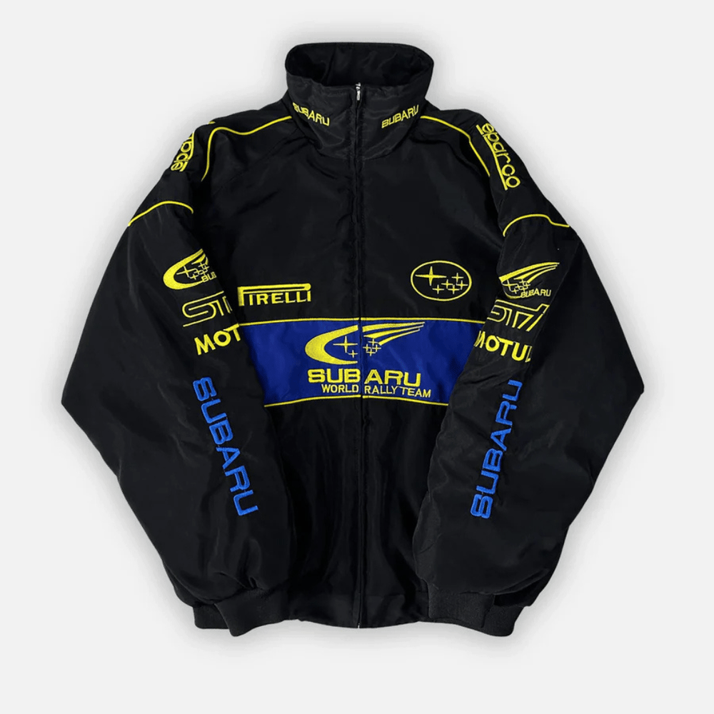 Veste de Rallye Subaru Vintage – Édition Noire – Unisexe – Style Rétro