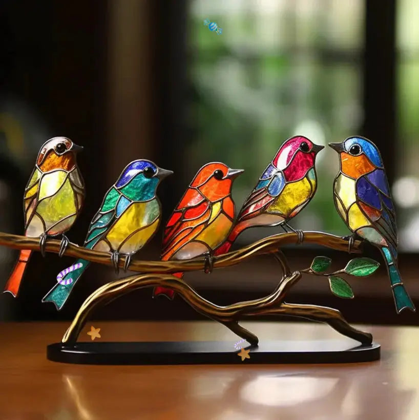 Suncatcher Oiseau Artisanal | Décoration Vitrail pour Fenêtre