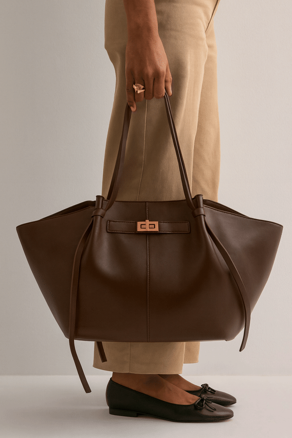 LYRA – Grand sac à main en cuir PU noir