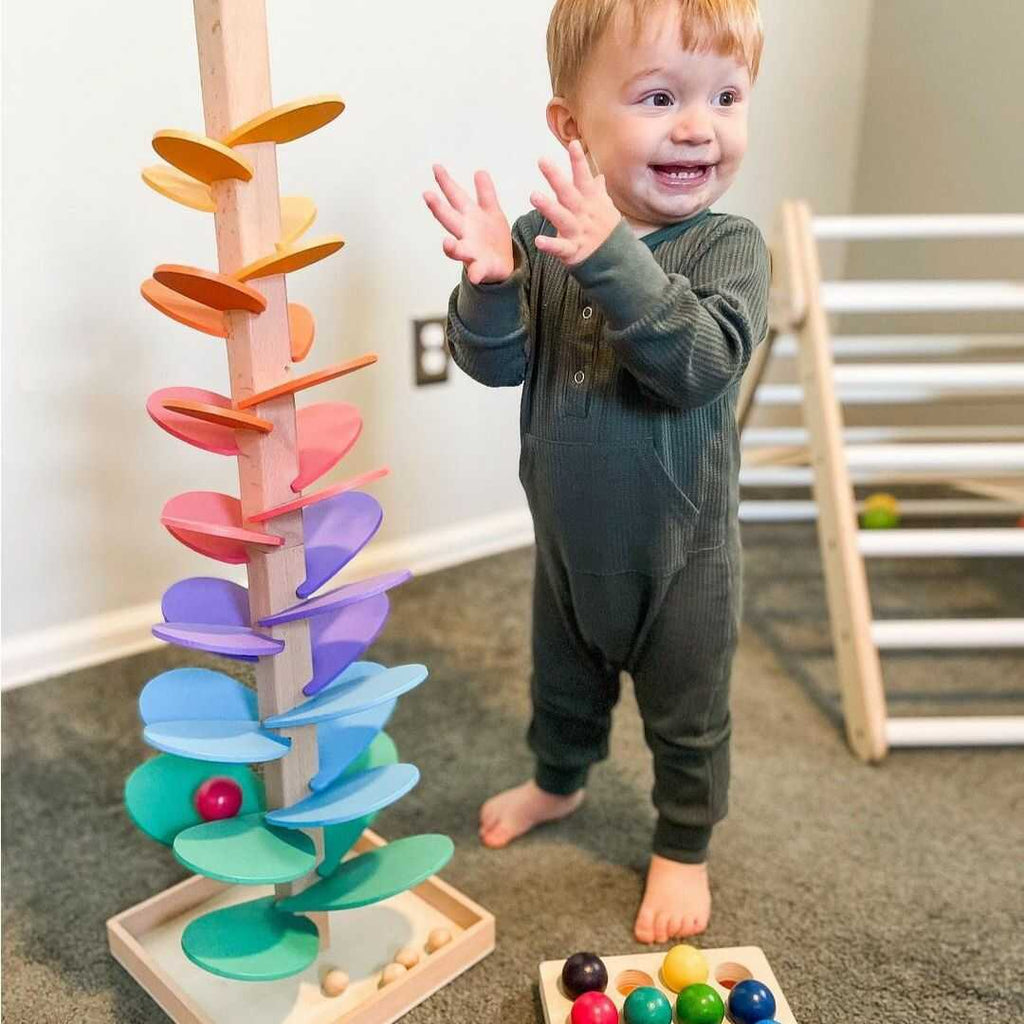 Tour Sonore Arc-en-Ciel en Bois | Jeu Éducatif Sensoriel