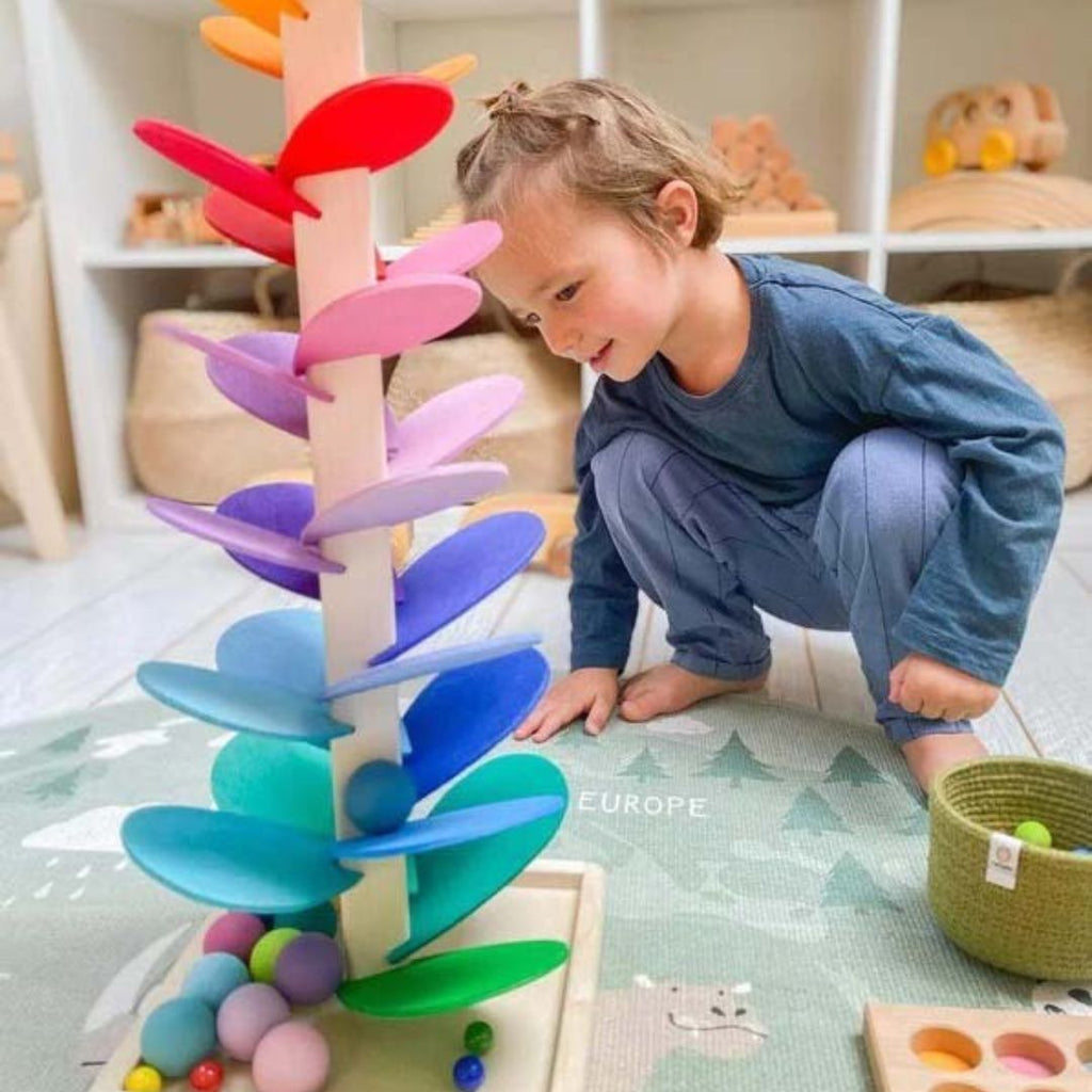 Tour Sonore Arc-en-Ciel en Bois | Jeu Éducatif Sensoriel
