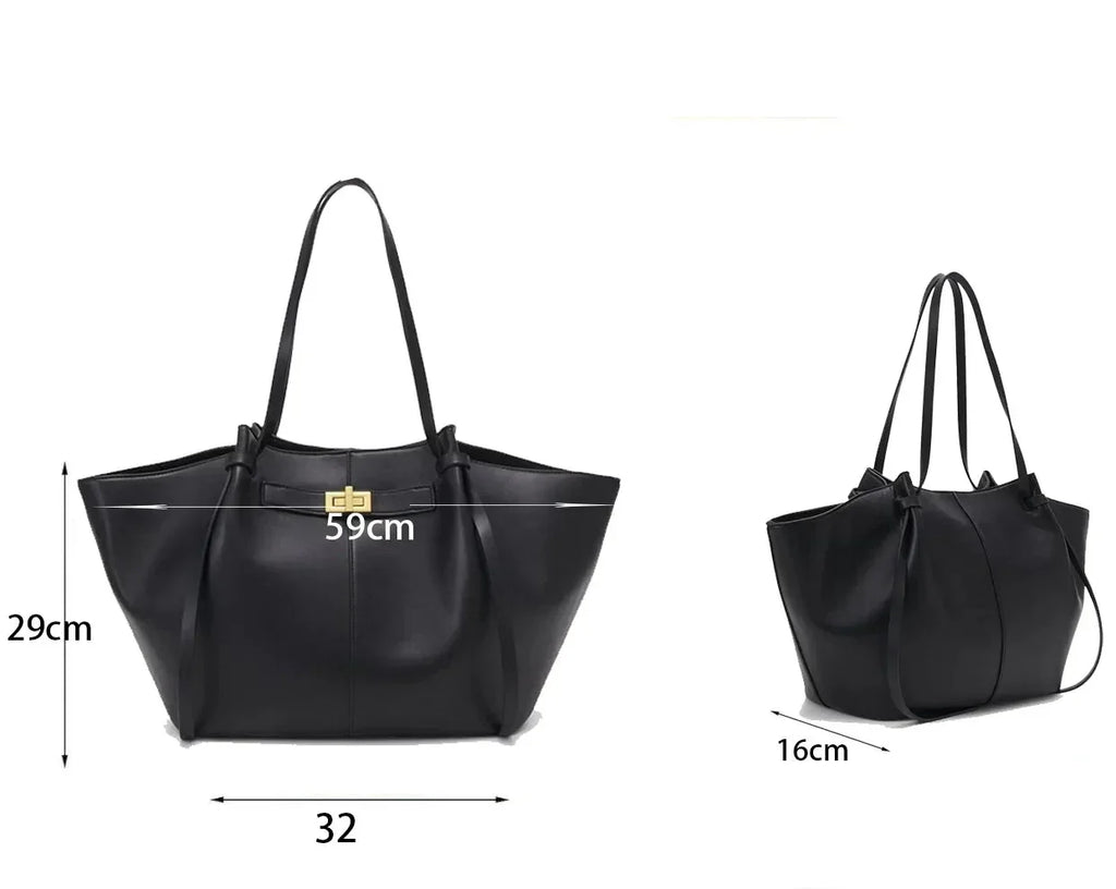 LYRA – Grand sac à main en cuir PU noir