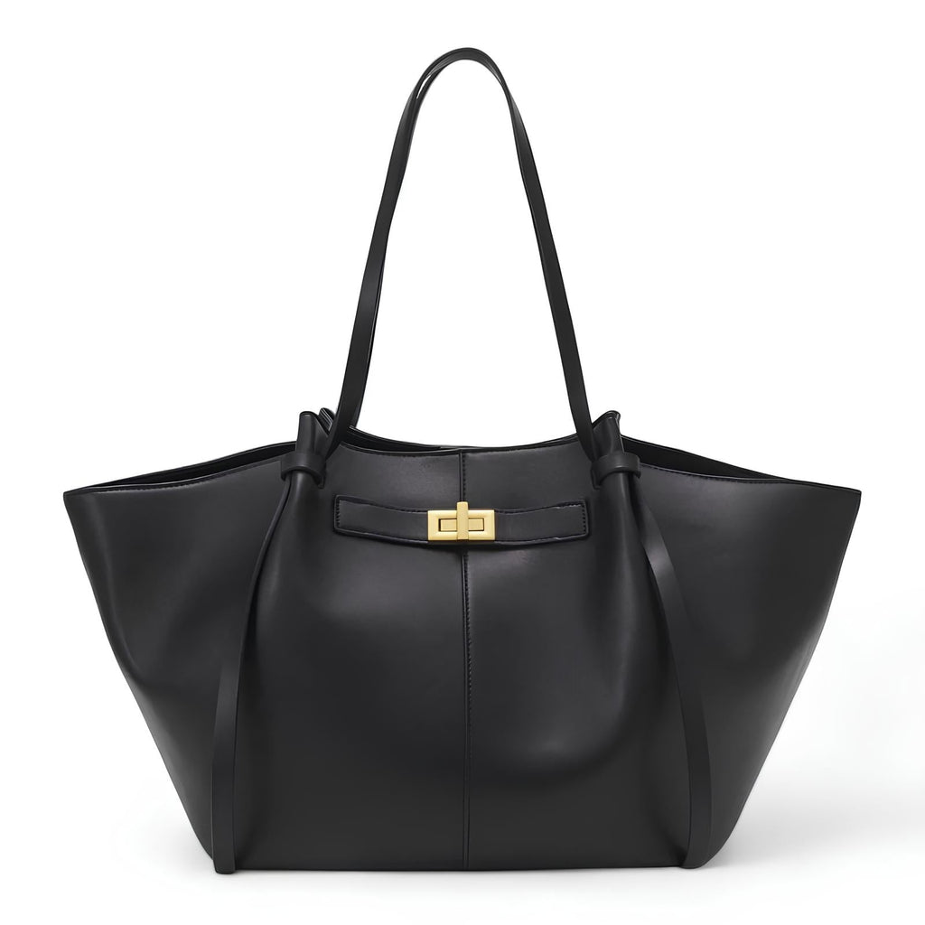 LYRA – Grand sac à main en cuir PU noir