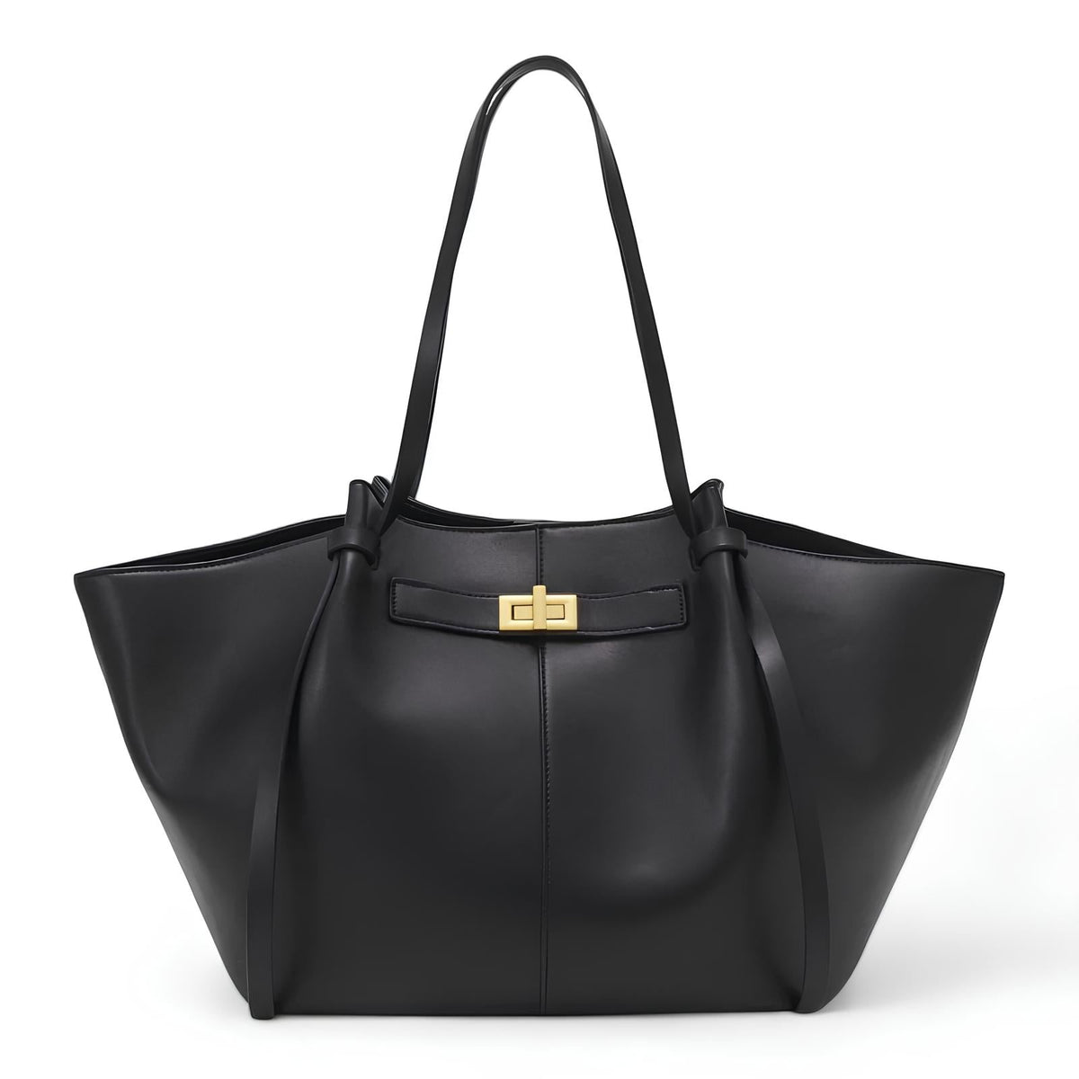 LYRA – Grand sac à main en cuir PU noir