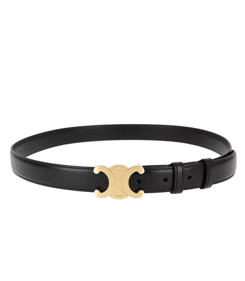 Ceinture en Cuir Noir Boucle Dorée | Élégance et Polyvalence en Toute Occasion