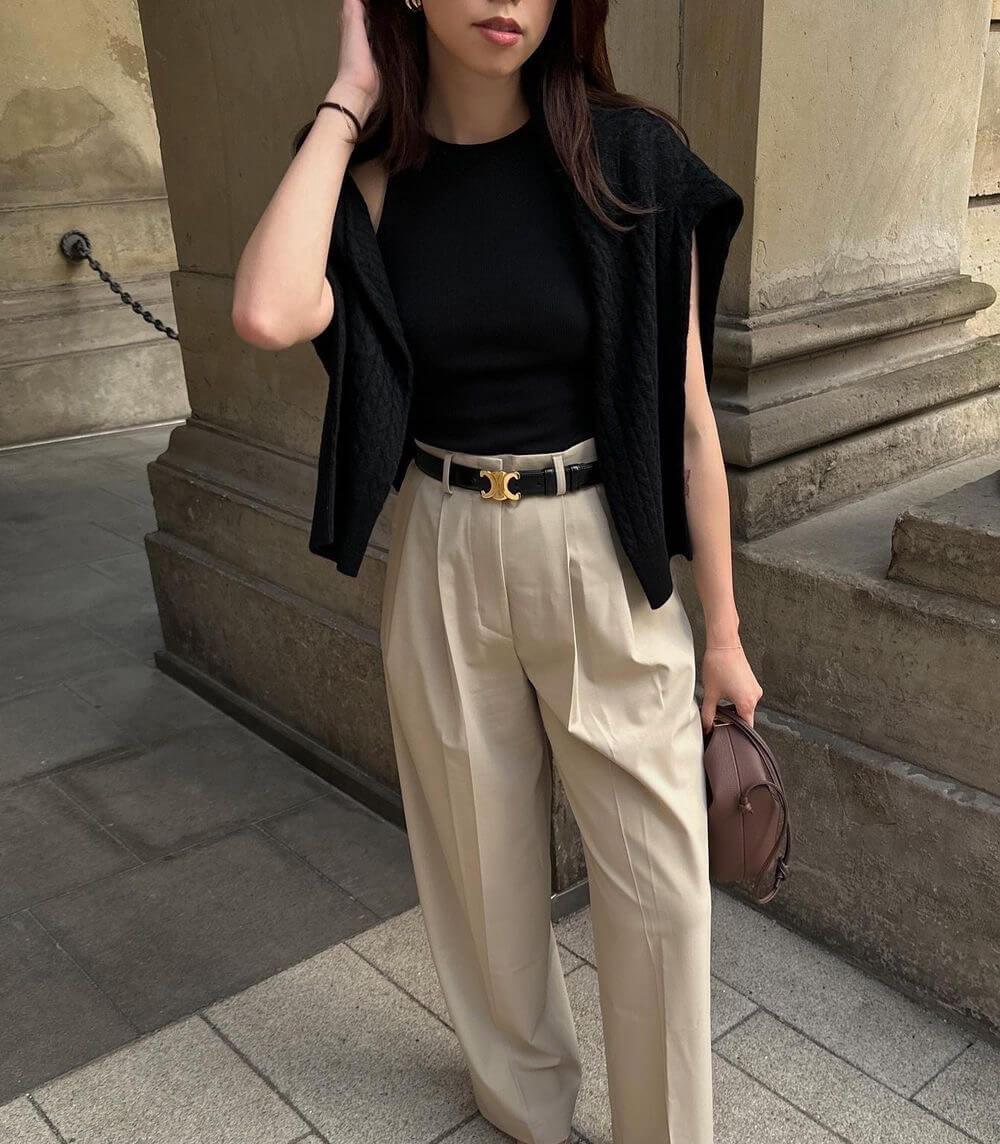 Ceinture en Cuir Noir Boucle Dorée | Élégance et Polyvalence en Toute Occasion