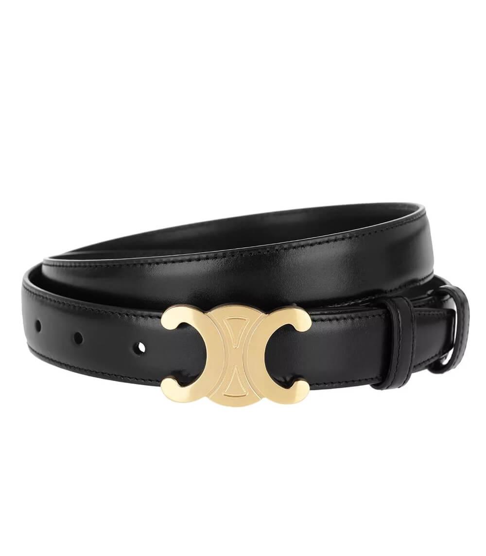 Ceinture en Cuir Noir Boucle Dorée | Élégance et Polyvalence en Toute Occasion